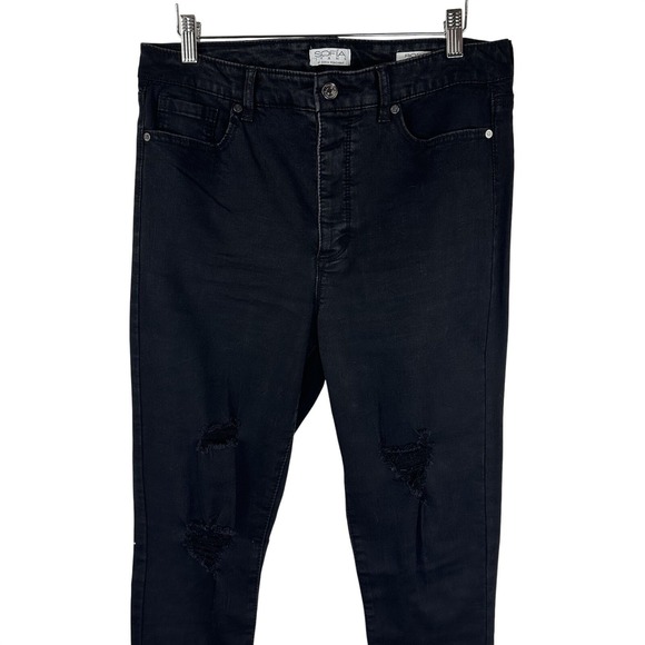 Sofia Vergara Rosa High Rise Curvy Ankle Distressed Button Jeans Black Womens 12 - Picture 2 of 11